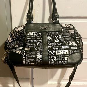 Stylish Black and White Text Print Shoulder Bag